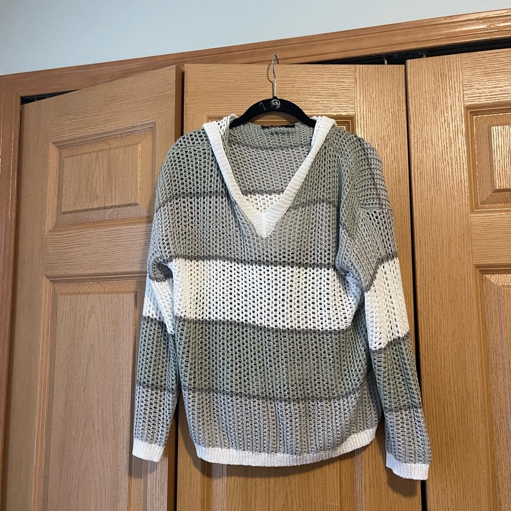 Green knit hooded sweater